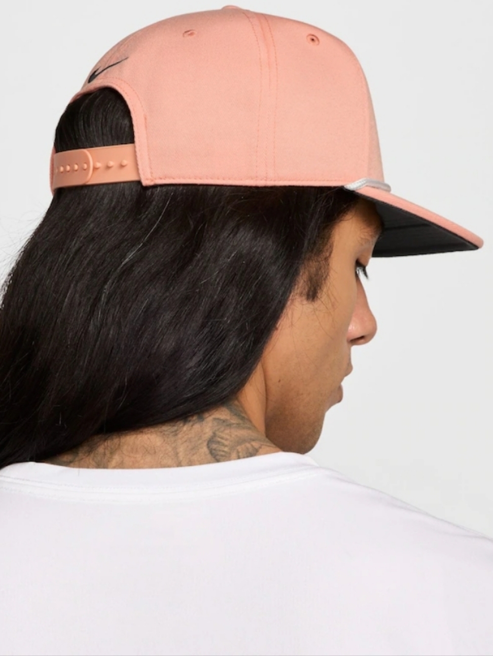 NWT Unisex Nike Pro Performanc Peach Pink Snapback Hat with White Rope Trim - Picture 5 of 9